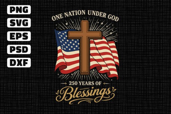 250 Years Blessings Cross Design: Faith and Patriotism United