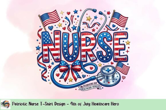 Celebrating Healthcare Heroes: A Vibrant Patriotic Design for Nurses