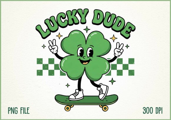 Lucky Dude Shamrock Skateboard Design: Bold Graphics for Your Brand