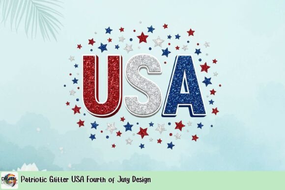 Patriotic Glitter USA Fourth of July Design: Bold & Celebratory