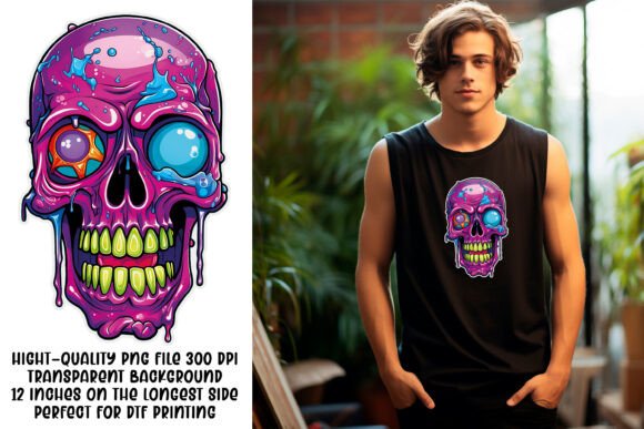 Skeleton Halloween Design for DTF: A Colorful Twist on Spooky Season
