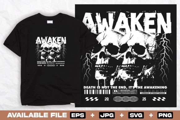 Skull Grunge Urban Streetwear Design: Raw Edge for Modern Apparel