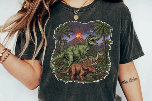 Volcanic Vintage Dinosaur PNG for T-Shirt Design