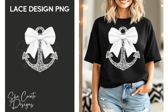 White Coquette Lace Anchor Design: A Versatile PNG for Every Project